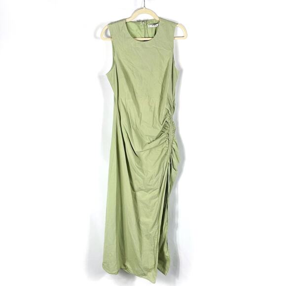 Third Form Drawn Deep Tank Maxi Dress Green Gathered Skirt Side Slit Sz 8 - Picture 5 of 13